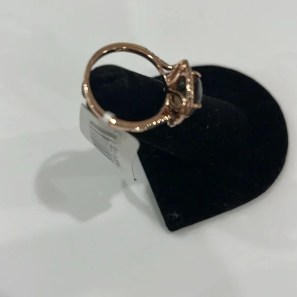 SMOKY QUARTZ APR 2.5ct RING .34 TW DIAMOND 14KT ROSE GOLD HALO SIZE 7 EXQUISITE - Picture 13 of 16